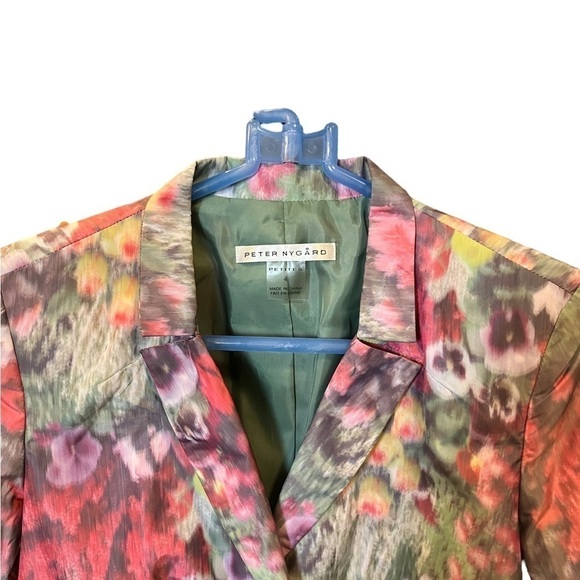 Peter Nygard Petites Pink Floral Short Lined Blazer Pockets Sz 4 - Picture 2 of 12